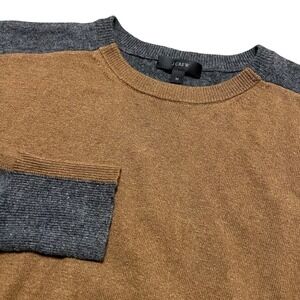 J. Crew Colorblock Crewneck Sweater Women's Size M Wool Blend Brown Gray